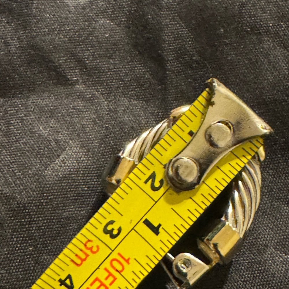 Gold and Silver Twisted Hoop Clip On Earrings - Picture 7 of 8